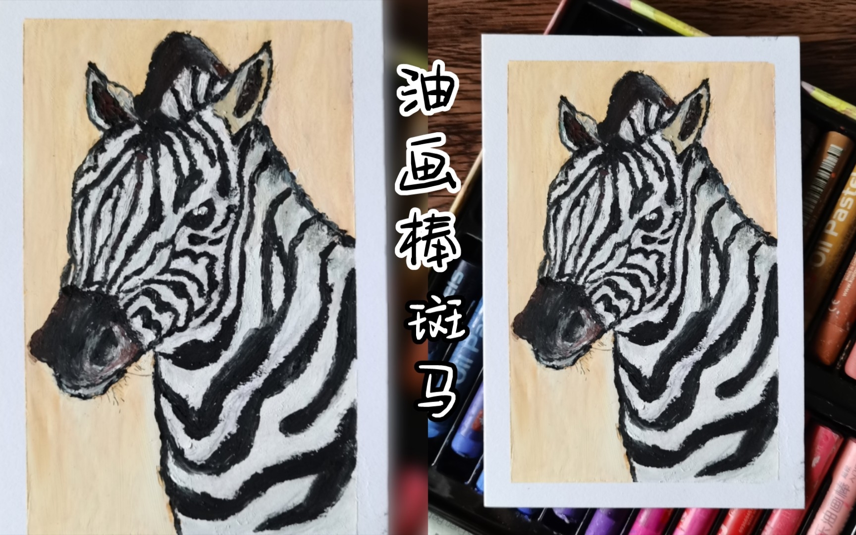 油画棒动物—斑马绘画过程  杀马特阿斑啊