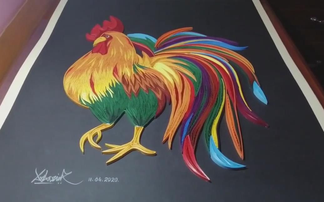 衍纸quilling教程大公鸡