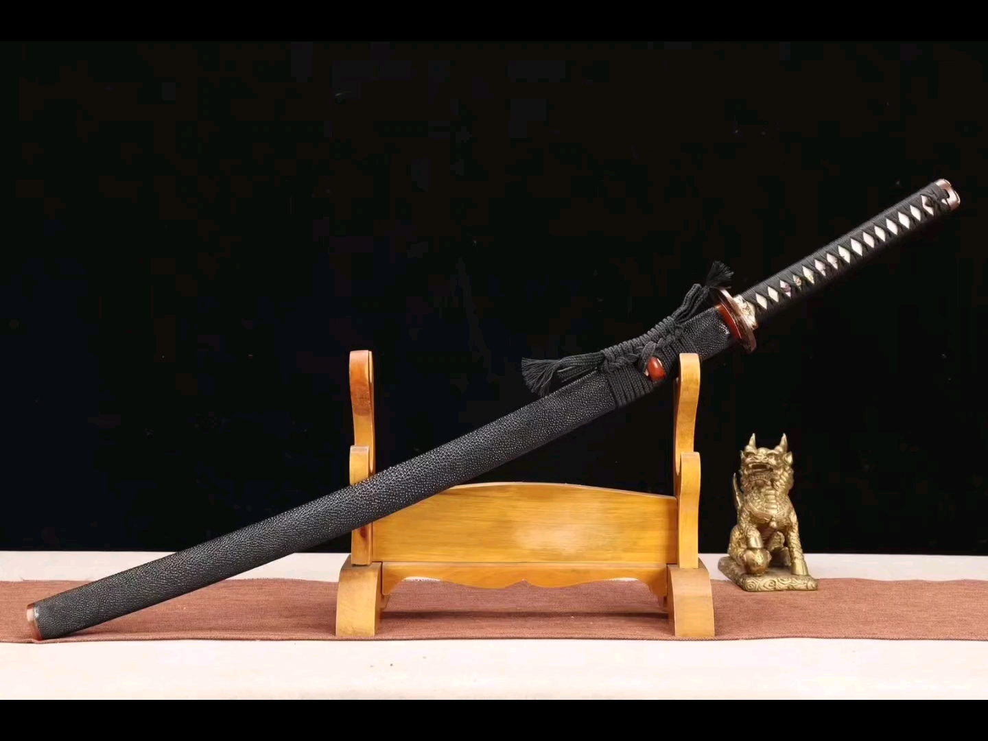 三枚合一金戈铁马】26寸珍珠鱼皮三枚合覆土烧刃研磨武士刀