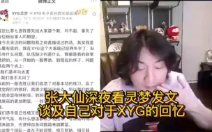 张大仙深夜看灵梦发微博道歉，谈及自己对XYG的回忆，很怀念美如画的团战