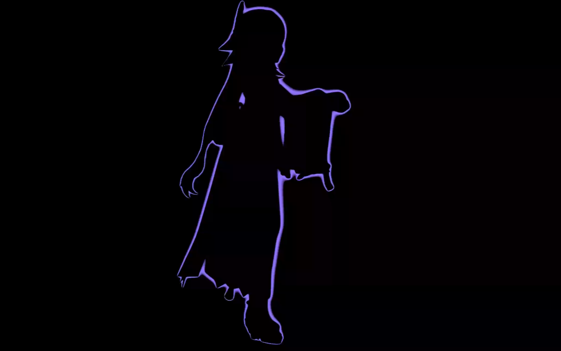 原神八重神子极乐净土轮廓光剪影舞蹈动画unity实时布料解算