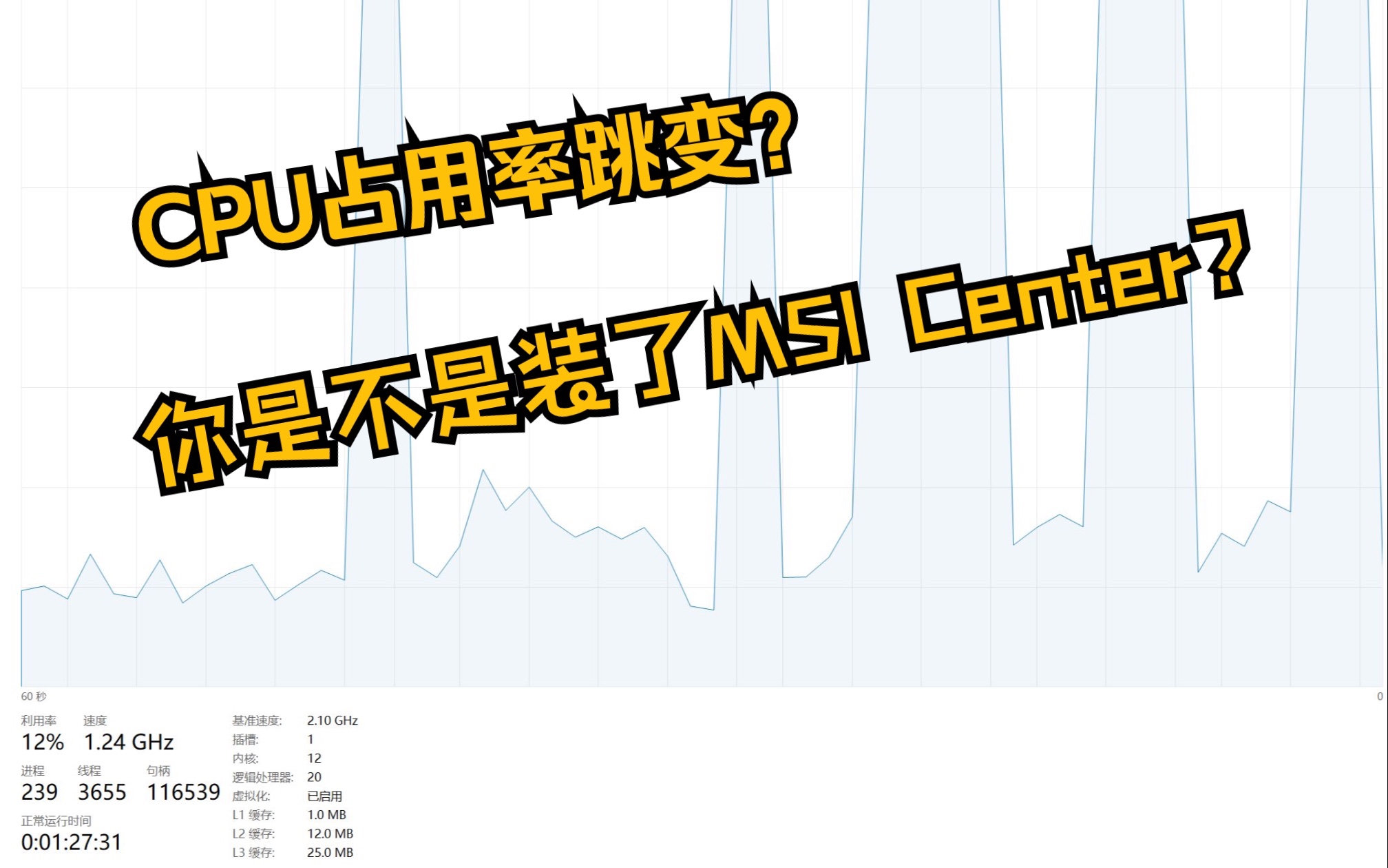 电脑CPU利用率跳变?无故过高或占满?看看你电脑是不是装了MSI Center哔哩哔哩bilibili