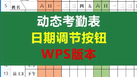 在wps里,如何制作:动态考勤表,日期调节按钮,可以用到退休的考勤表,职场必备哔哩哔哩bilibili