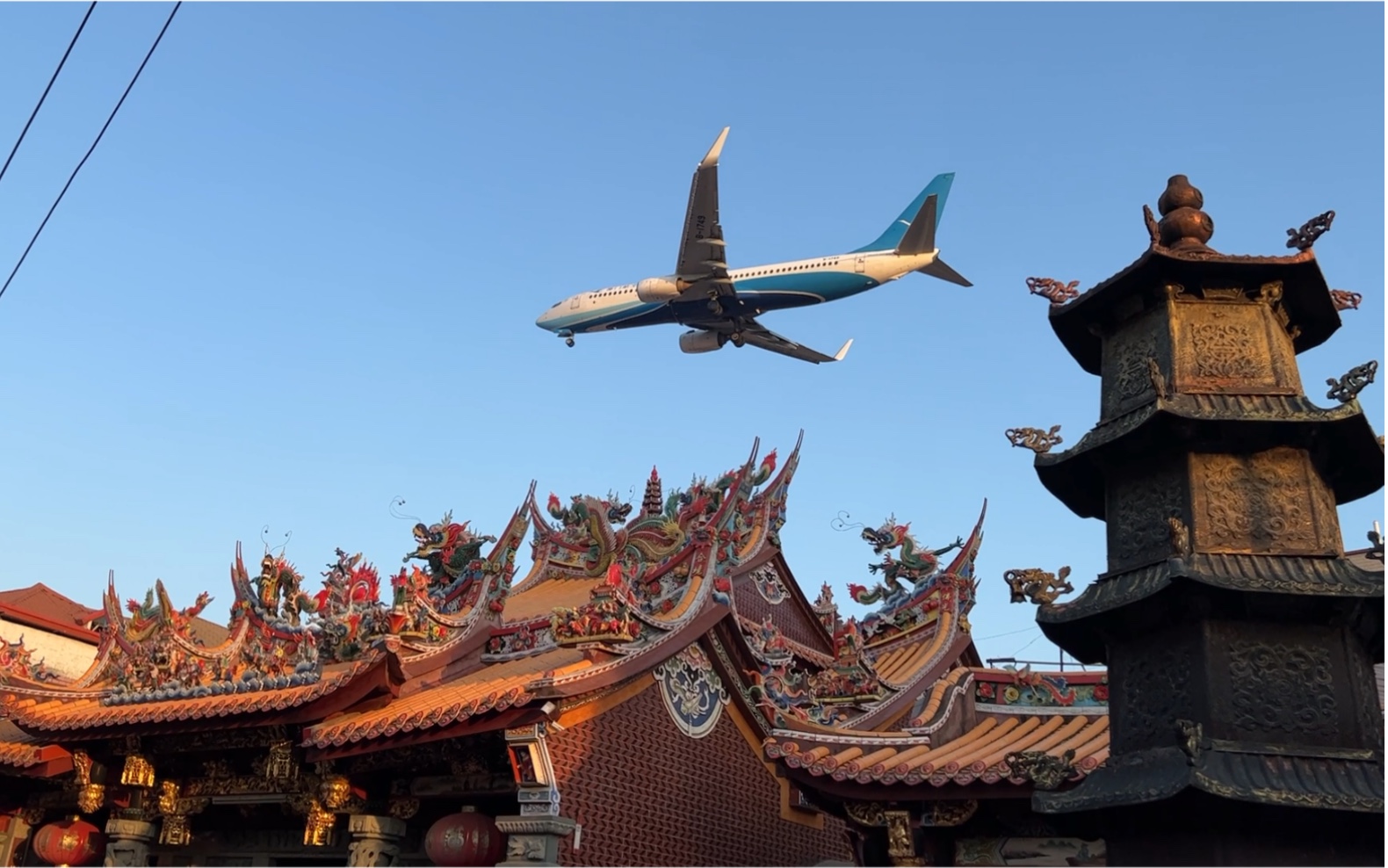 清水宫的低空飞机 厦门