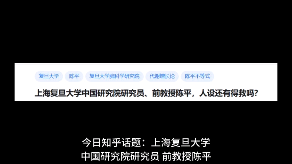 上海复旦大学中国研究院研究员、前教授陈平,人设还有得救吗?哔哩哔哩bilibili