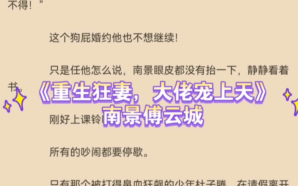 热推言情小说《重生狂妻,大佬宠上天》南景傅云城全文推荐阅读哔哩哔哩bilibili