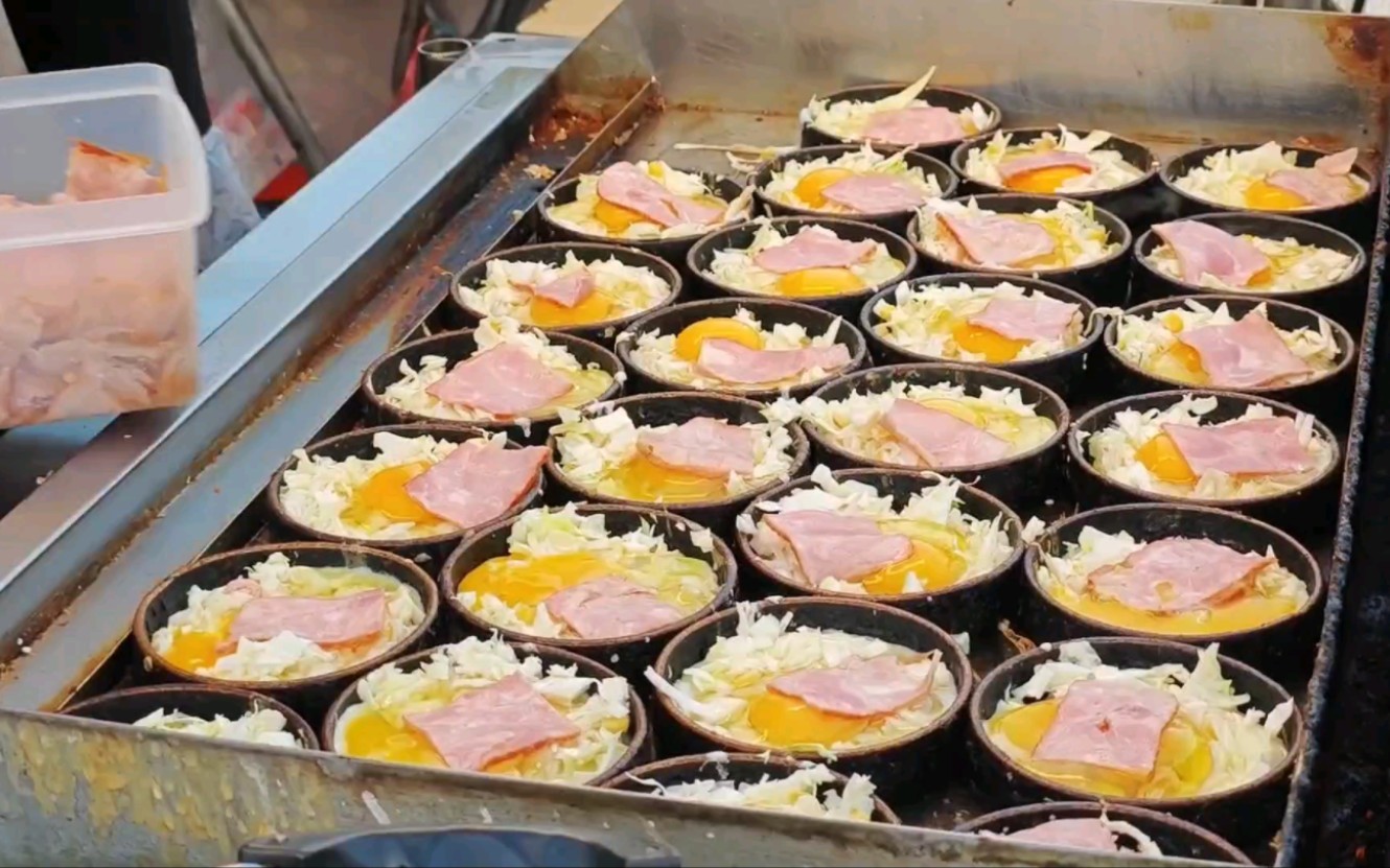 【台湾小吃】特色路边摊铁板蔬菜烤饼!