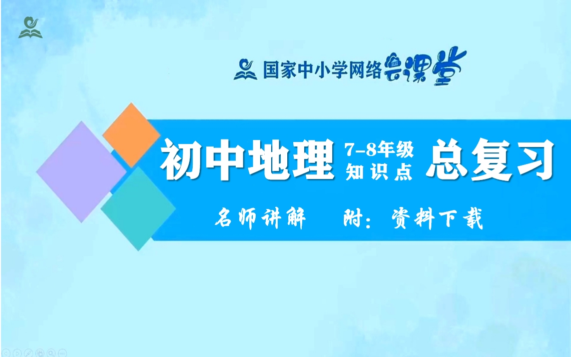 [图]【中考地理总复习】初中7-8年级地理知识点总复习名师讲解，初中考地理78年级上下册全学期知识讲解课程，初一初二中考地理地形气候人口宗教经济知识点汇总实用视频教程