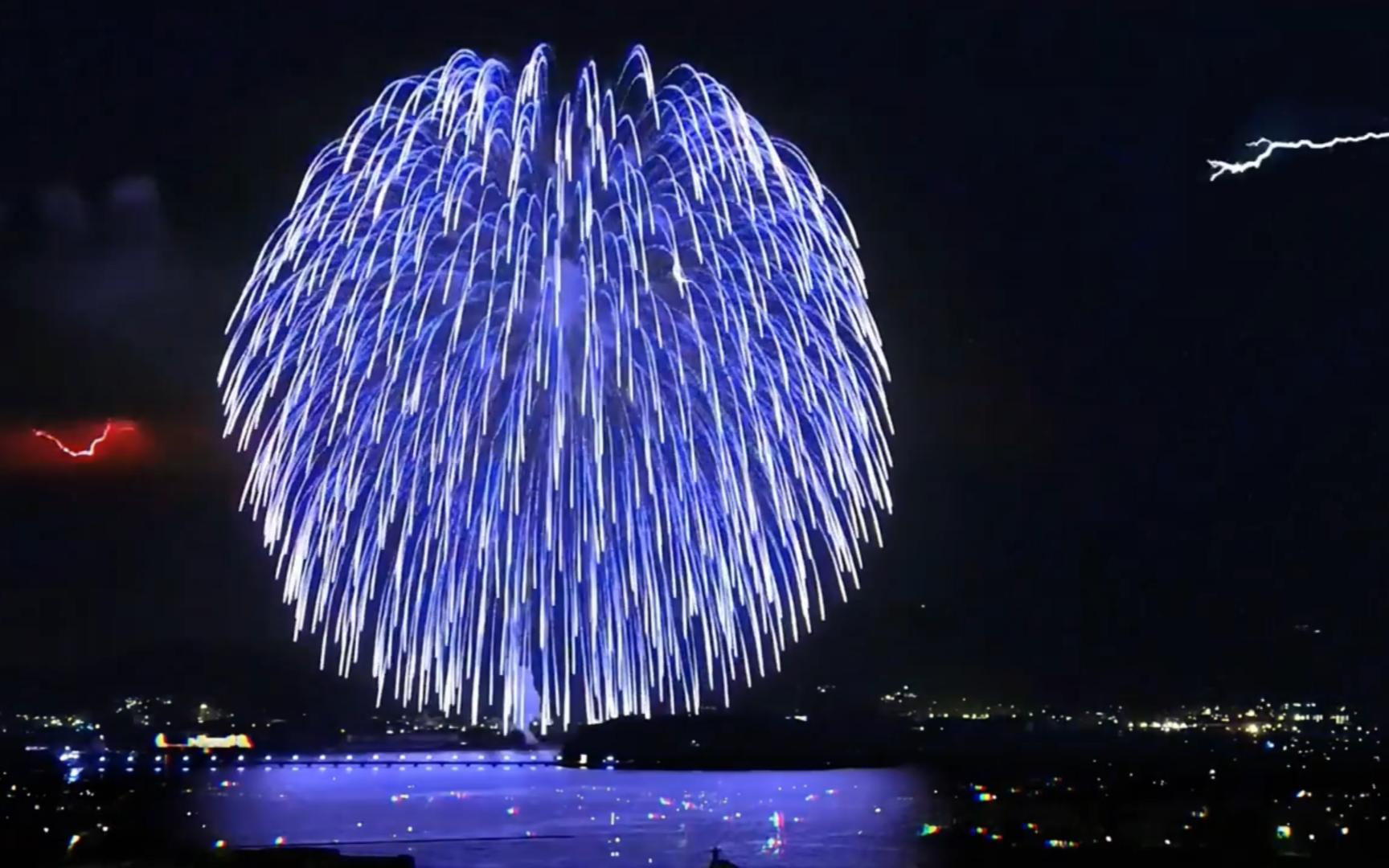 当蓝色烟花遇到闪电_这么浪漫的一幕你会分享给谁呢—记得许愿