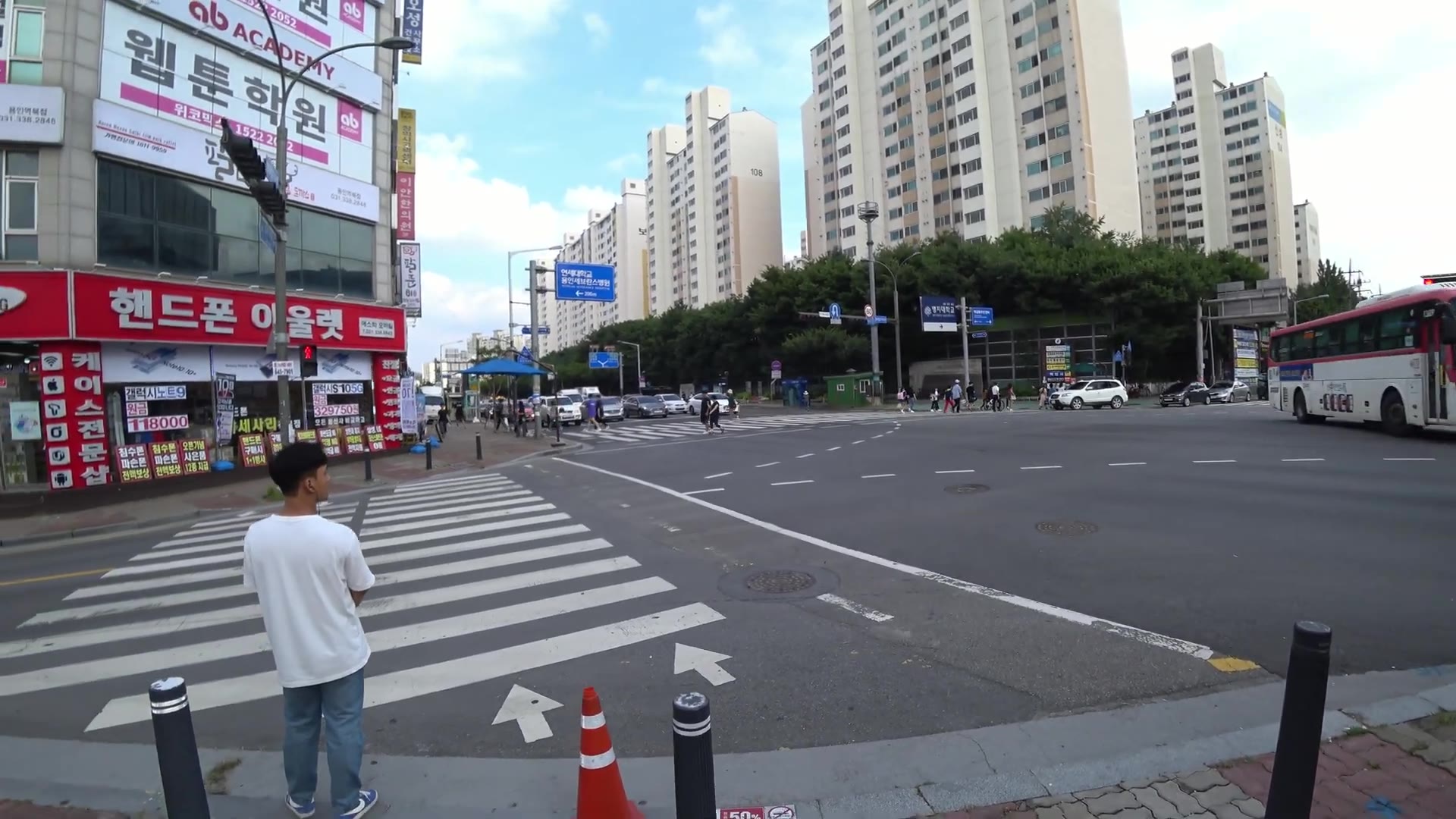 超清韩国漫步京畿道龙仁市驿三洞周边街景20198