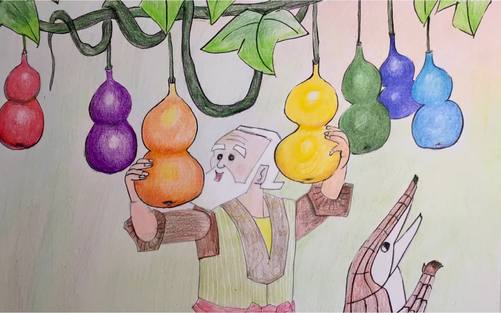 【彩铅】葫芦娃与爷爷_哔哩哔哩_bilibili