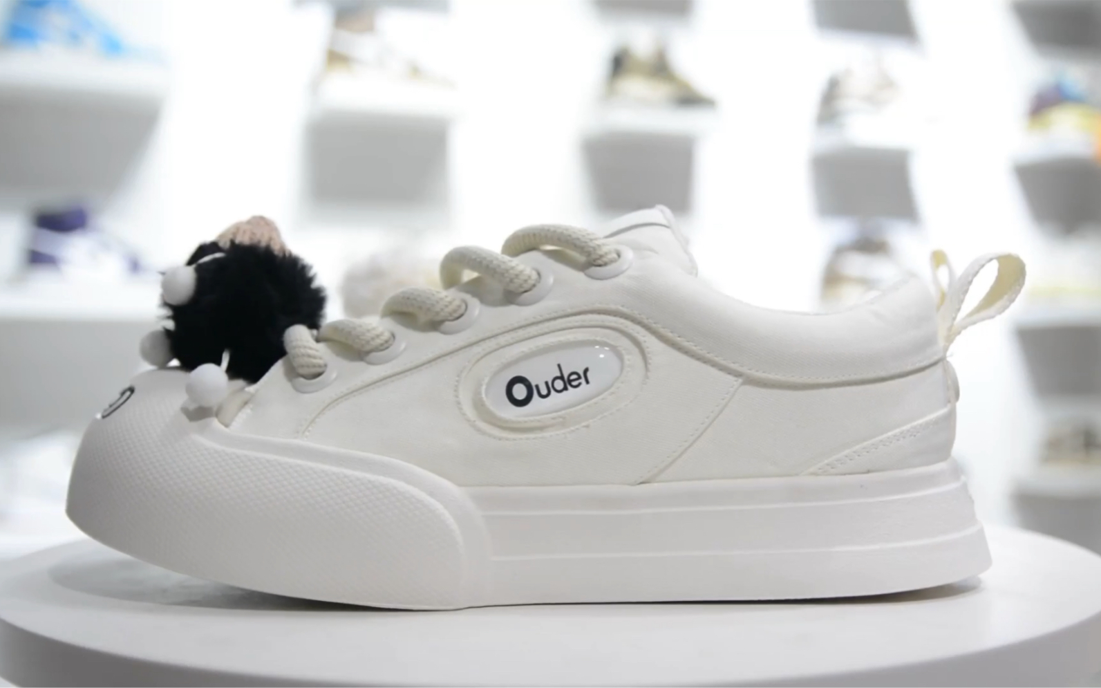 【权威实拍】ouder "smiller" 开口笑帆布大头板鞋 米白色