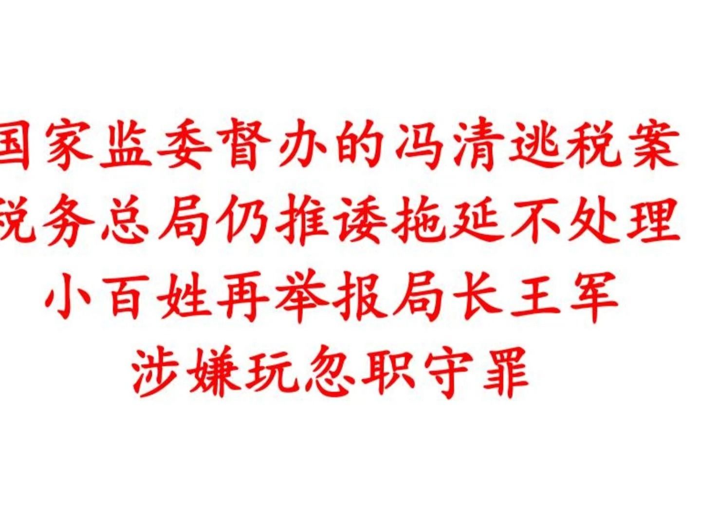 小百姓再向国家监委举报税务总局局长王军涉嫌玩忽职守哔哩哔哩bilibili