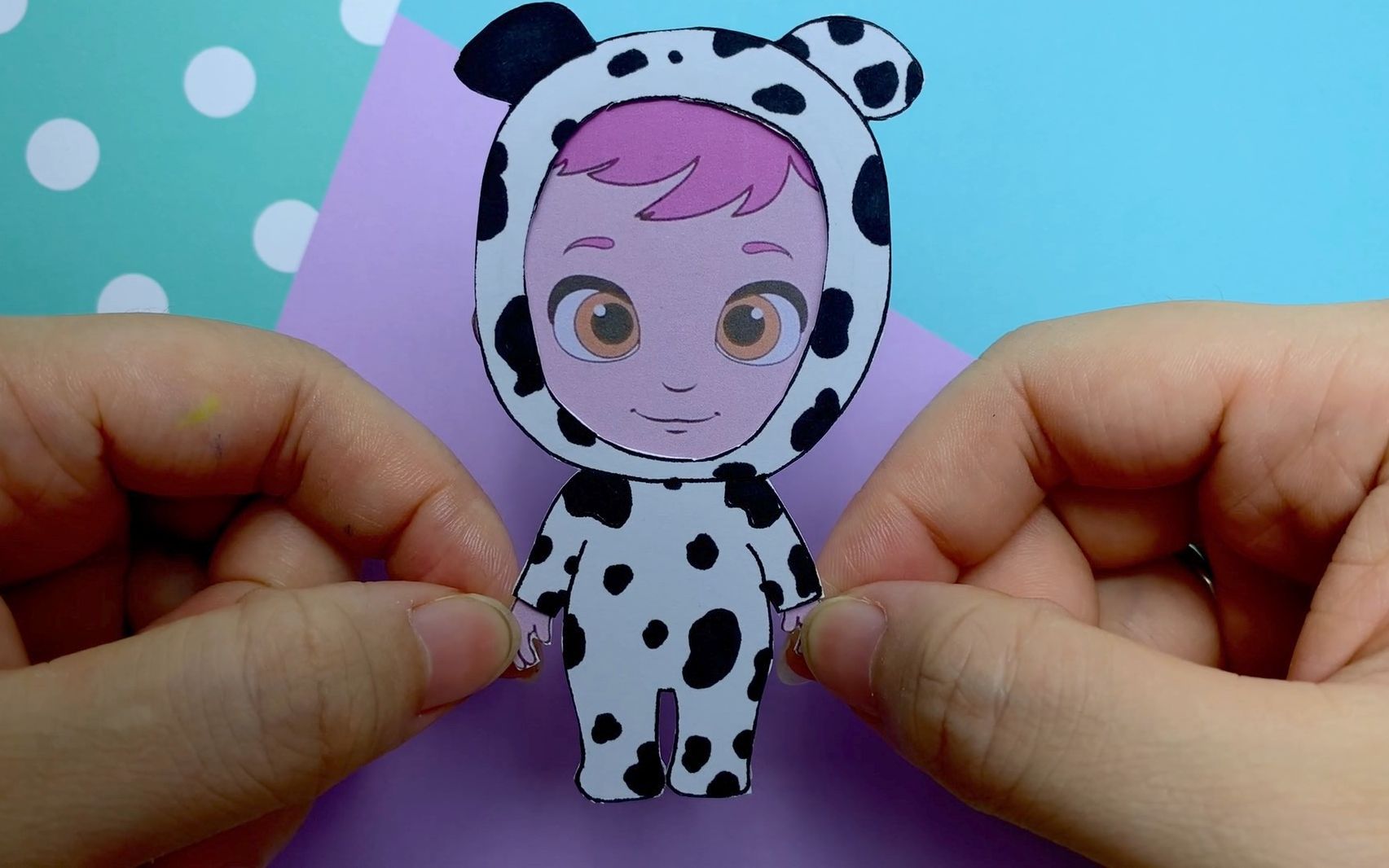 纸娃娃手工:给小宝宝制作一件奶牛连体睡衣,好可爱!