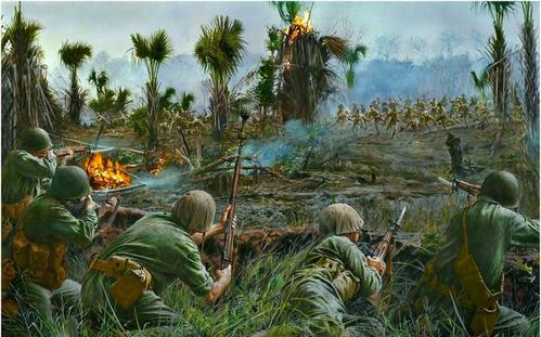 【暴雨下的昭和冲锋】太平洋美军艰难抵抗来自日军的突袭-红色管弦