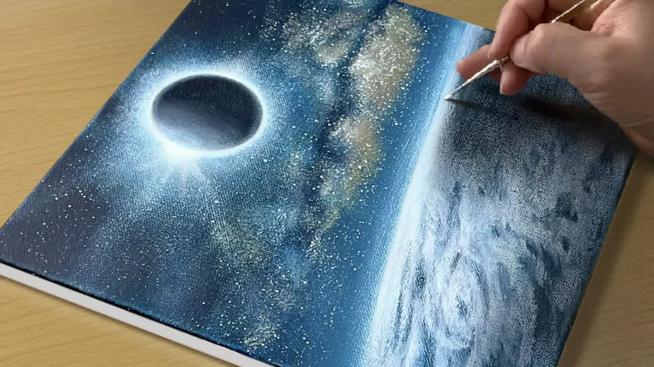 如何为初学者绘制美丽的宇宙/丙烯画--自学教你学画画教程