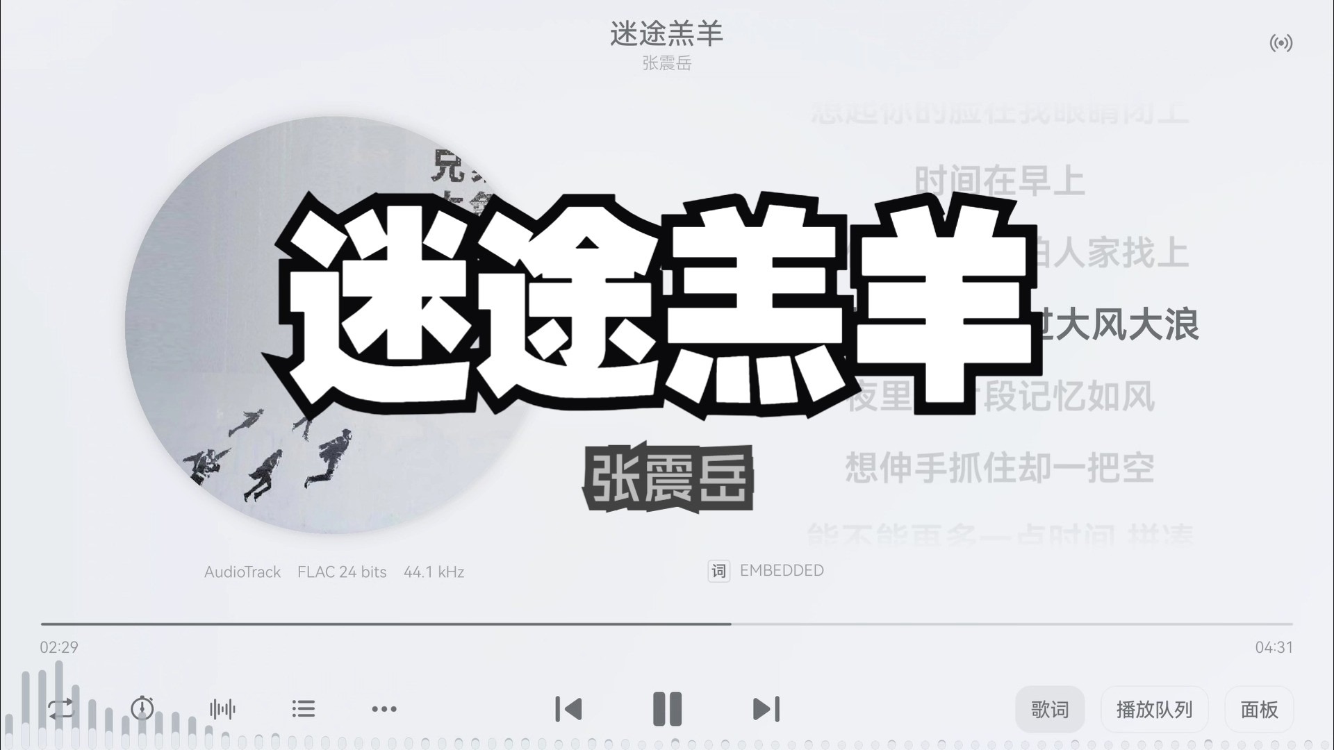 张震岳《迷途羔羊》“逝去的过往，就别再回头望，逝去的过往，就别再多想”-【Hi-Res无损】