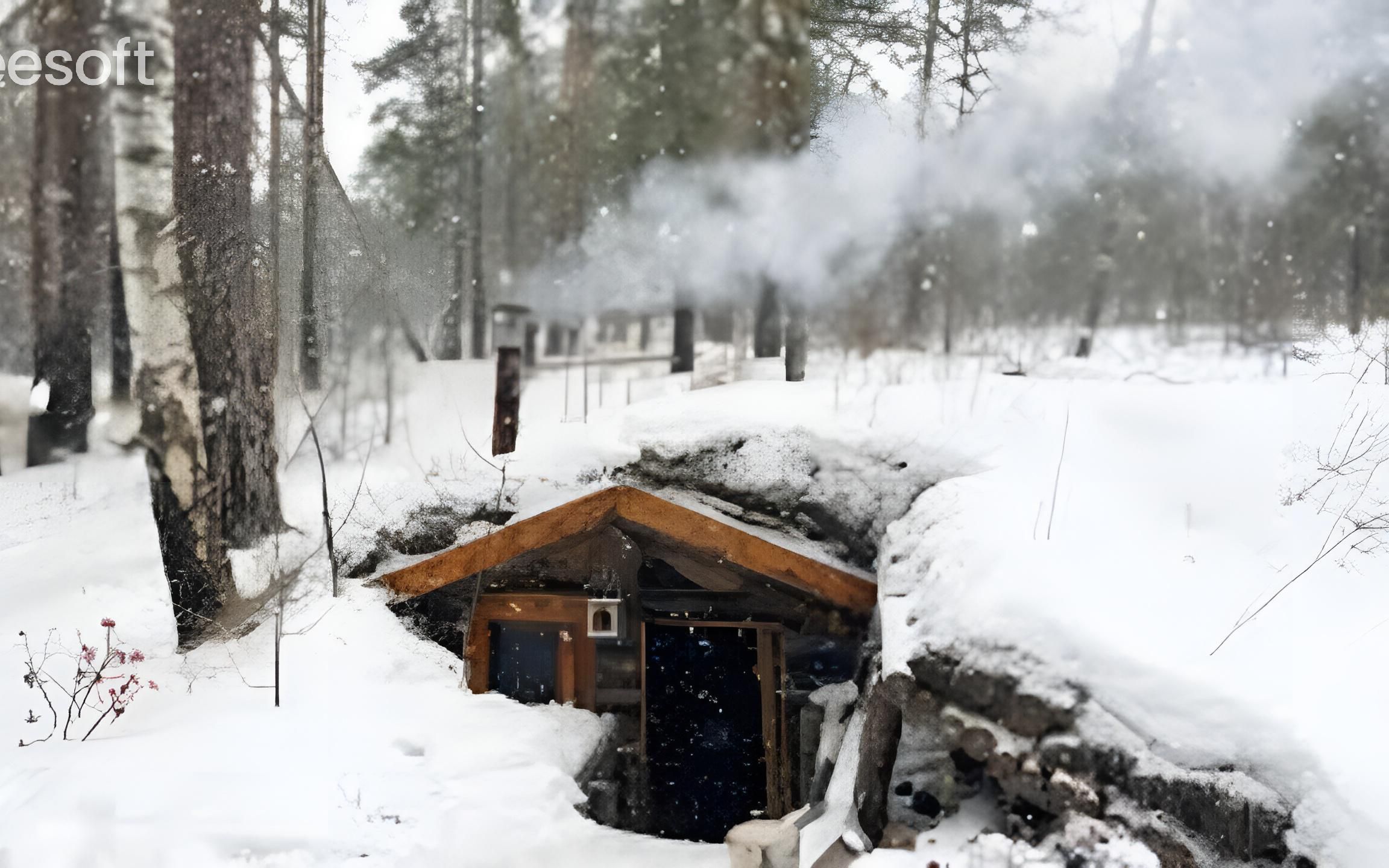 【荒野独居】国外牛人小哥隐居深山,与世隔绝小木屋天花板,深埋地下