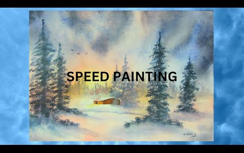 colin walters--冬季机舱速度绘画youtube--水彩风景速写--留住这色彩