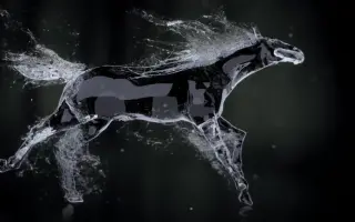 模板-透明马匹奔跑效果水液体马形状特效的公司企业品牌商品店铺标志动态片头模板设计动态徽标视频动态标识视频模板