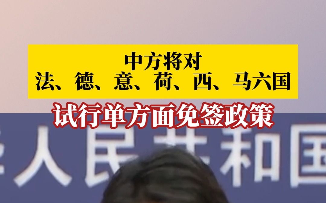 外交部:中方将对法、德、意、荷、西、马六国试行免签政策哔哩哔哩bilibili