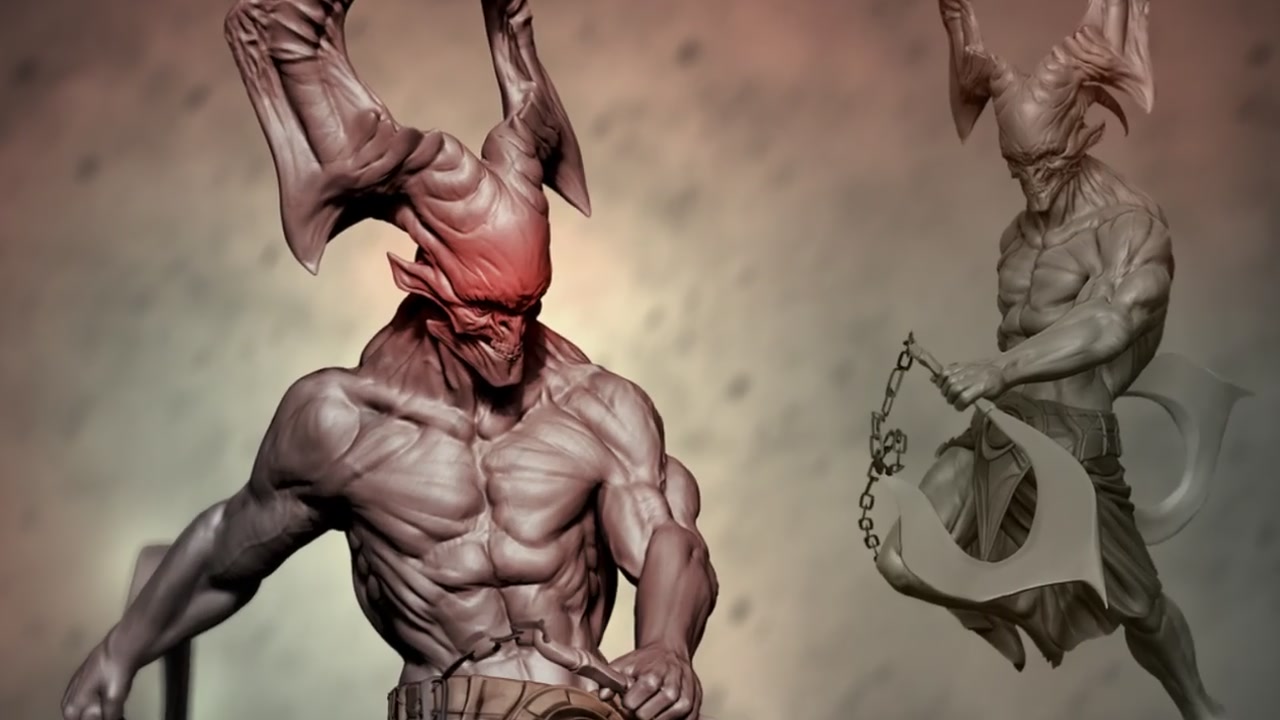 【zbrush】雕刻恶魔角色教程(英语)_哔哩哔哩 (゜-゜)つロ 干杯