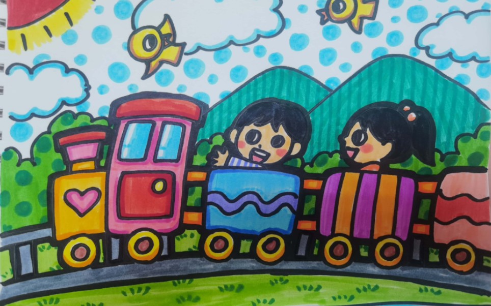 二年级美术画火车图片
