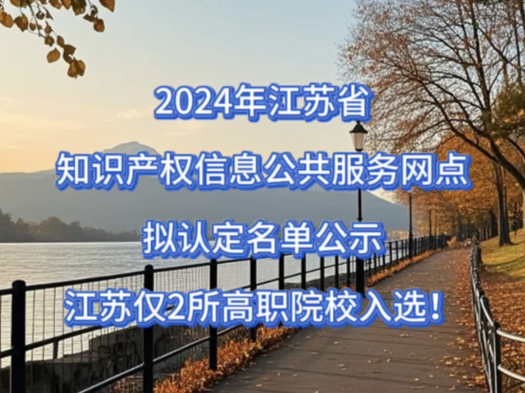 2024年江苏省知识产权信息公共服务网点,拟认定名单公示,江苏仅2所高职院校入选!哔哩哔哩bilibili