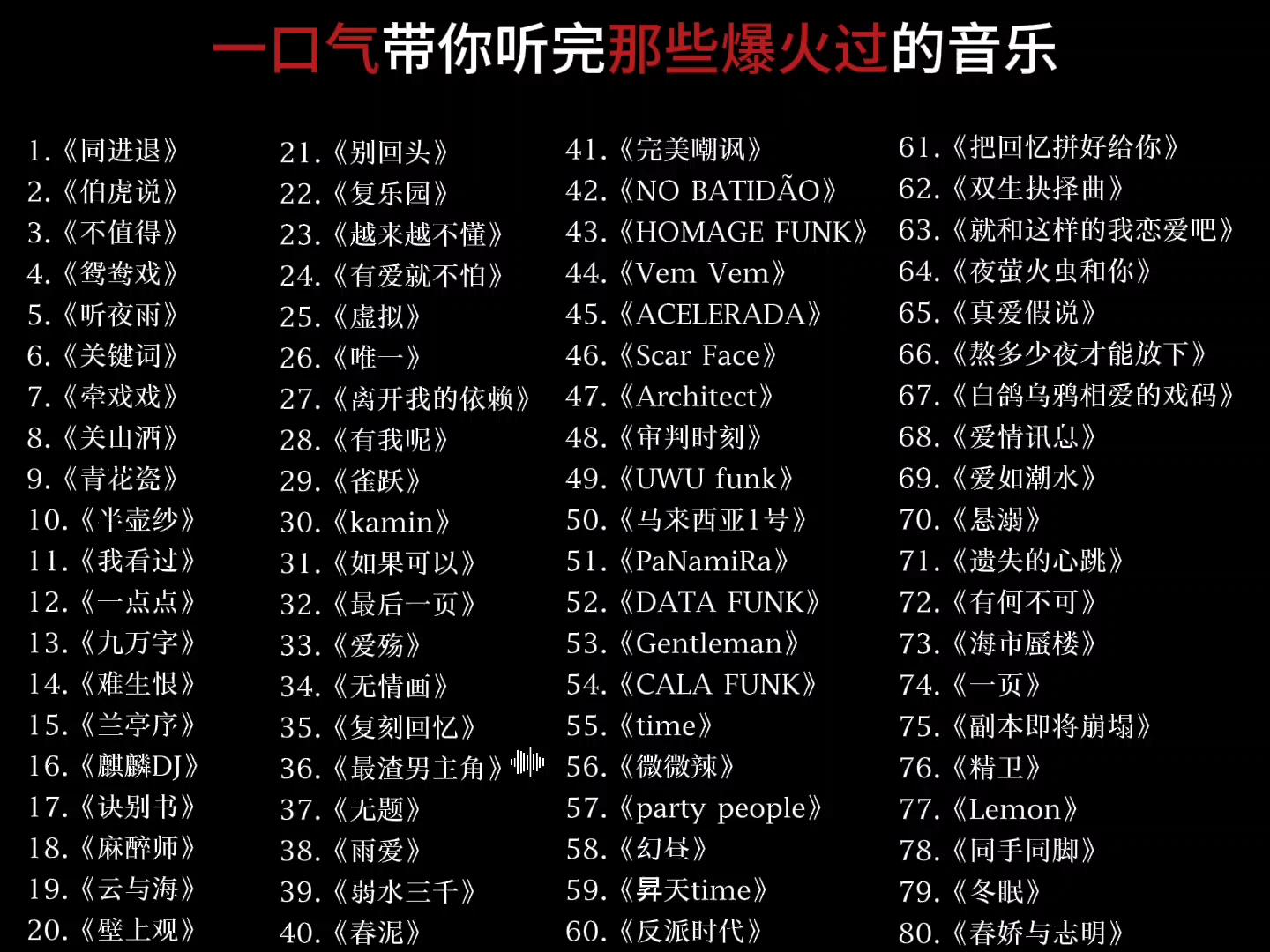 一口气带你听完那些爆火过的音乐。进度条直接给我焊死。