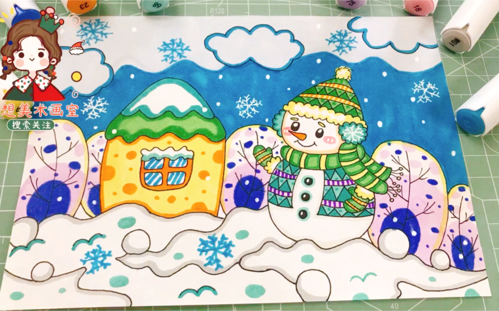冬天来啦雪人儿童画教程,立冬主题简笔画,赶快帮孩子收藏起来吧!