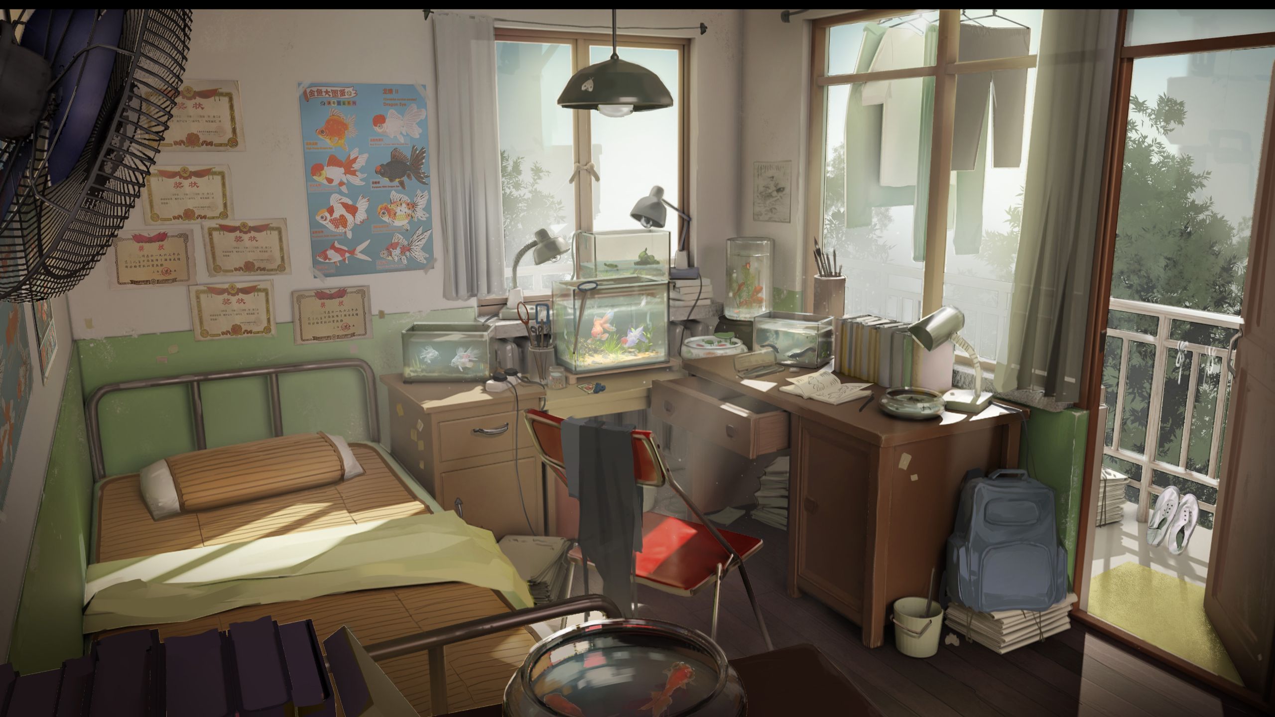 卡通动漫大型卧室场景制作,适合新手学的建模案例