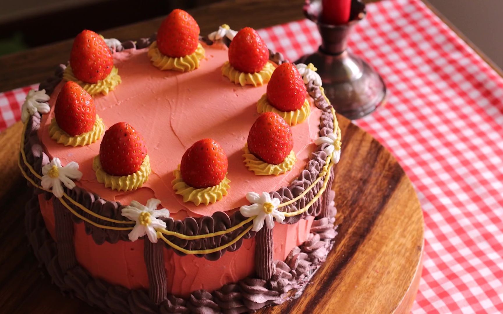 【benny cake】复古草莓蛋糕 | vintage strawberry cake_哔哩哔哩