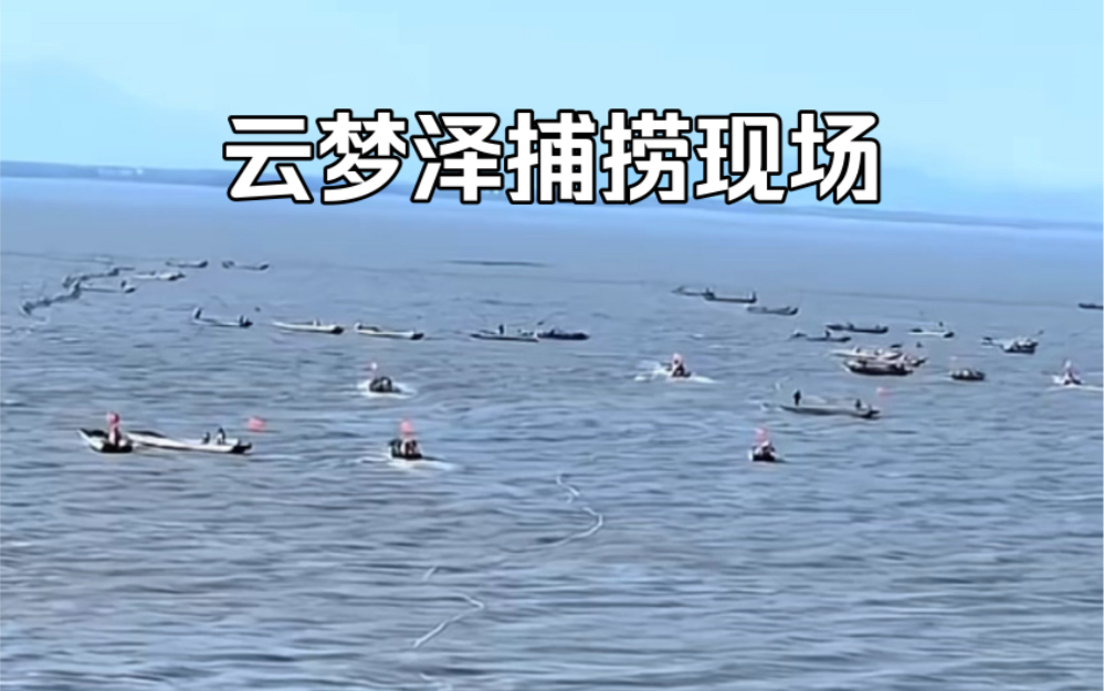 云梦泽十年禁渔期捕捞现场.容得下万米巨网却容不下钓鱼人的鱼竿.