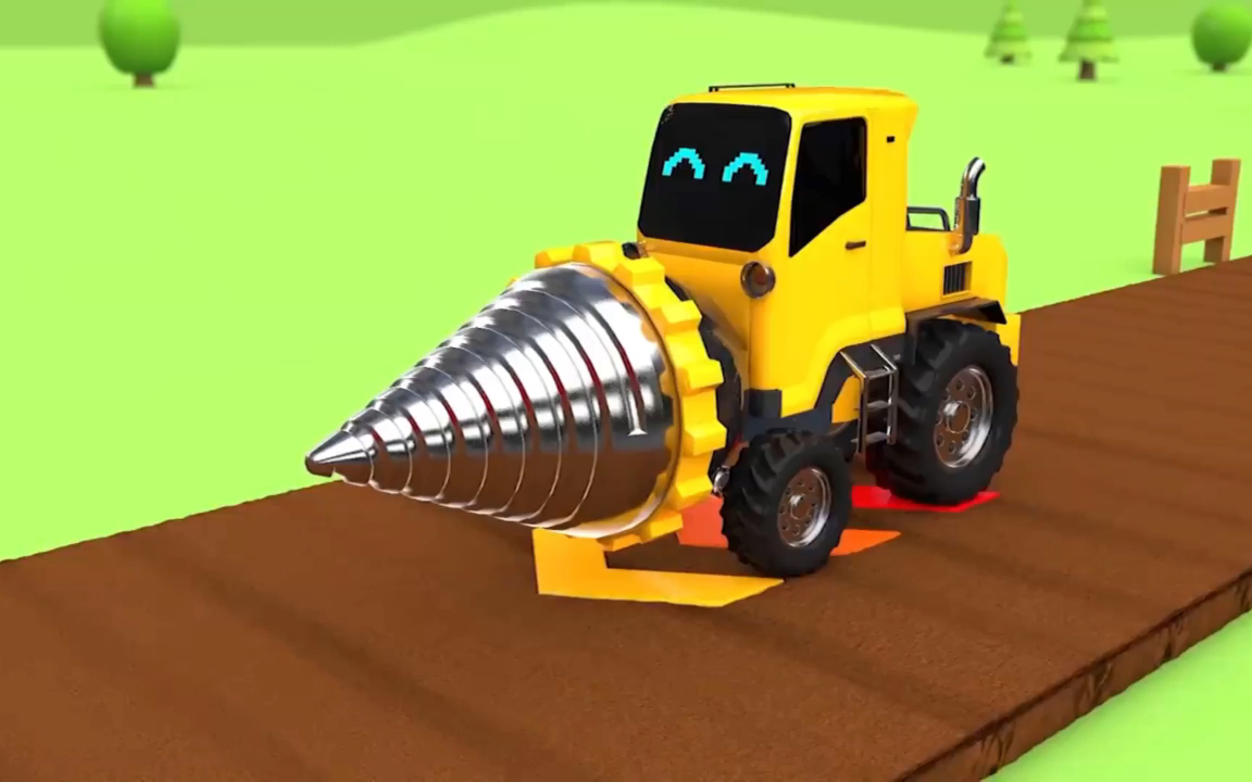 工程车玩具动画 电钻小汽车收获满满的果蔬