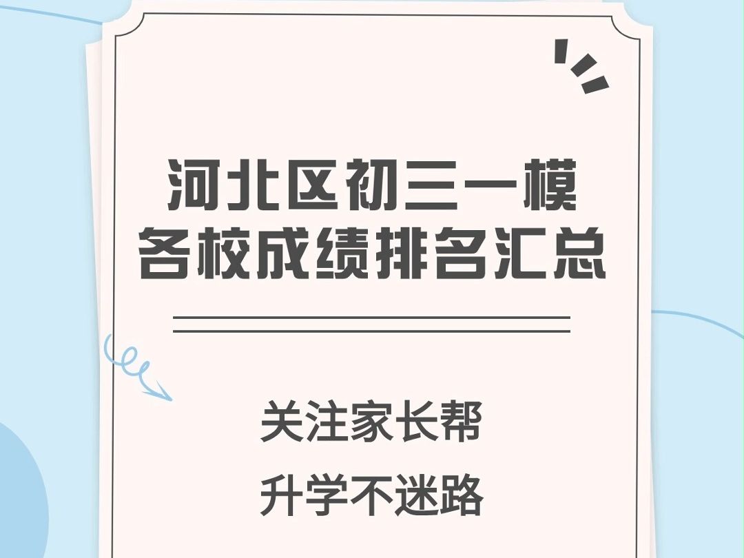 2023年河北区初三一模各校成绩排名汇总! 小升初择校参考!哔哩哔哩bilibili