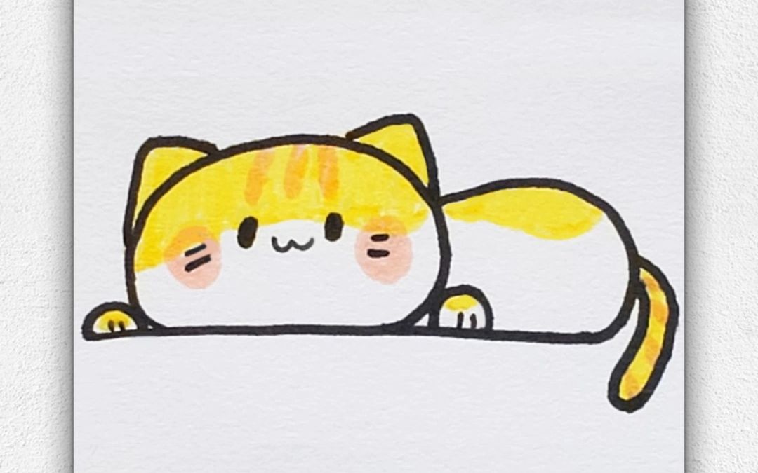 睡觉的猫咪简笔画彩色图片