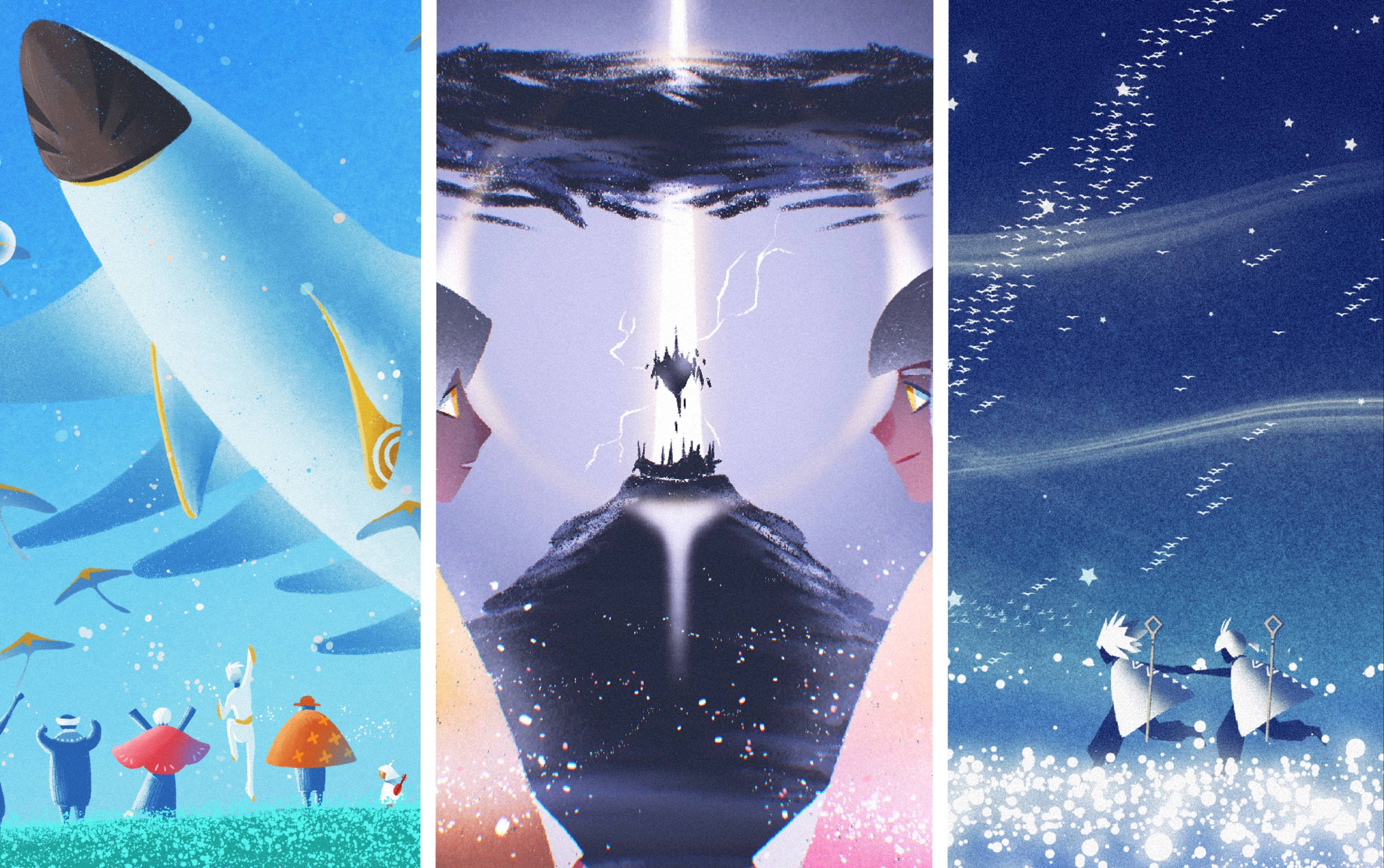 sky光遇【绘画摸鱼】8分钟 3首歌 3张图