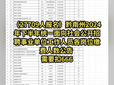 (27709人报名)黔南州2024年下半年统一面向社会公开招聘事业单位工作人员各岗位缴费人数公告哔哩哔哩bilibili