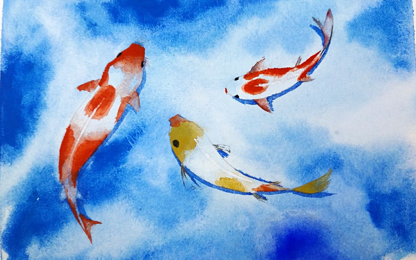 知吾锦鲤会给你带来好运哦水彩画锦鲤