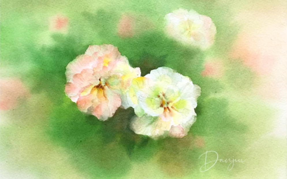 用水彩画一幅木芙蓉