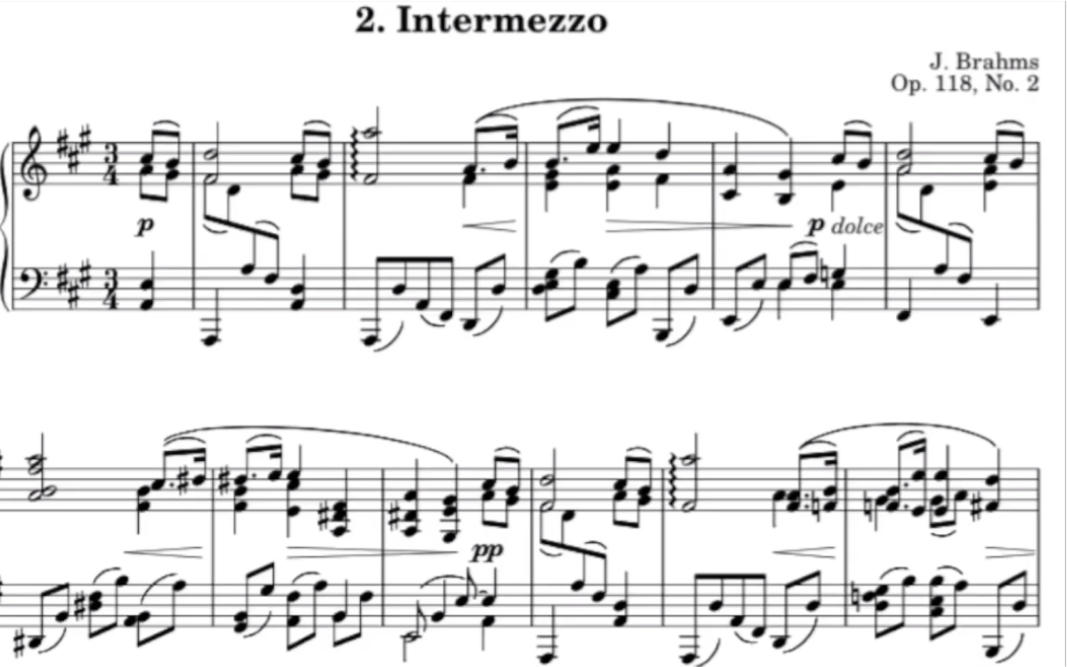 [图]【勃拉姆斯】A大调间奏曲Op.118 No.2 Intermezzo in A major，Op.118 No.2