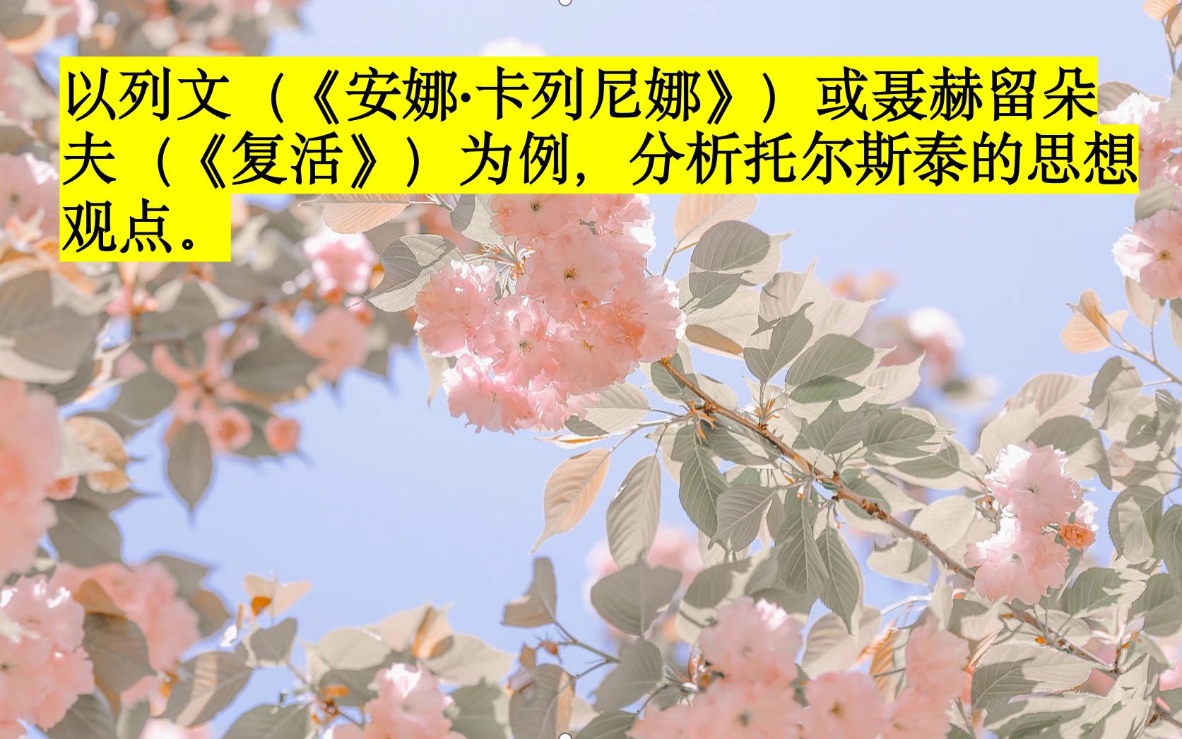 以列文(《安娜ⷥ᥈—尼娜》)或聂赫留朵夫(《复活》)为例,分析托尔斯泰的思想观点.哔哩哔哩bilibili