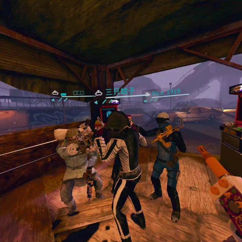 vr游戏灭亡之后凛冬4个美女恰好组在有幸一队 就知道会有猪队友 一个