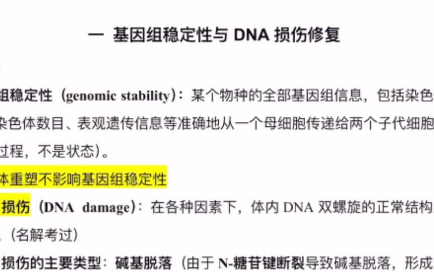 基因组稳定性与DNA损伤修复(碱基损伤、突变、切除修复、重组修复)【分子生物学期末速成】哔哩哔哩bilibili