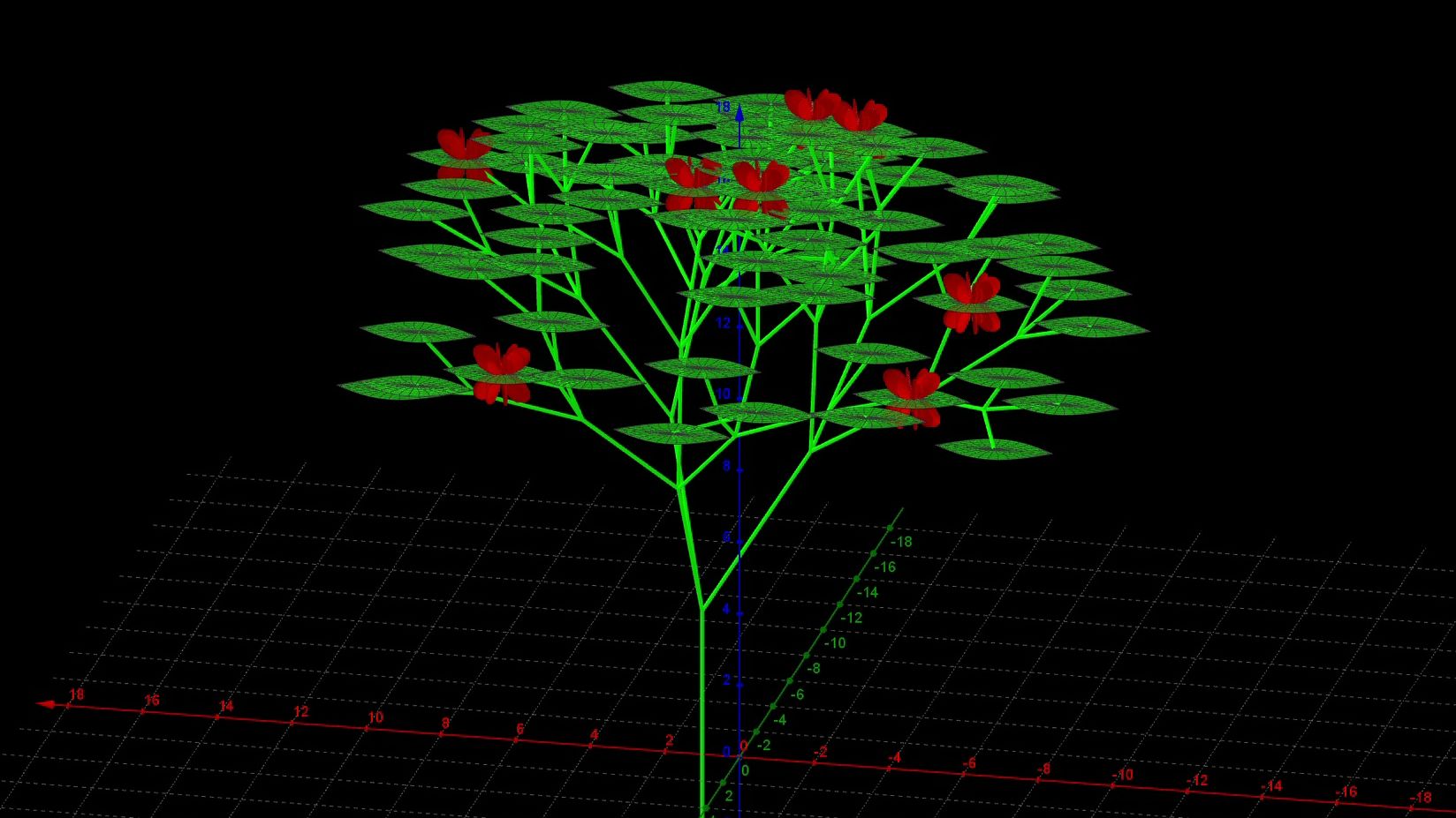 三叉树迭代分形_3d_一棵开花的树