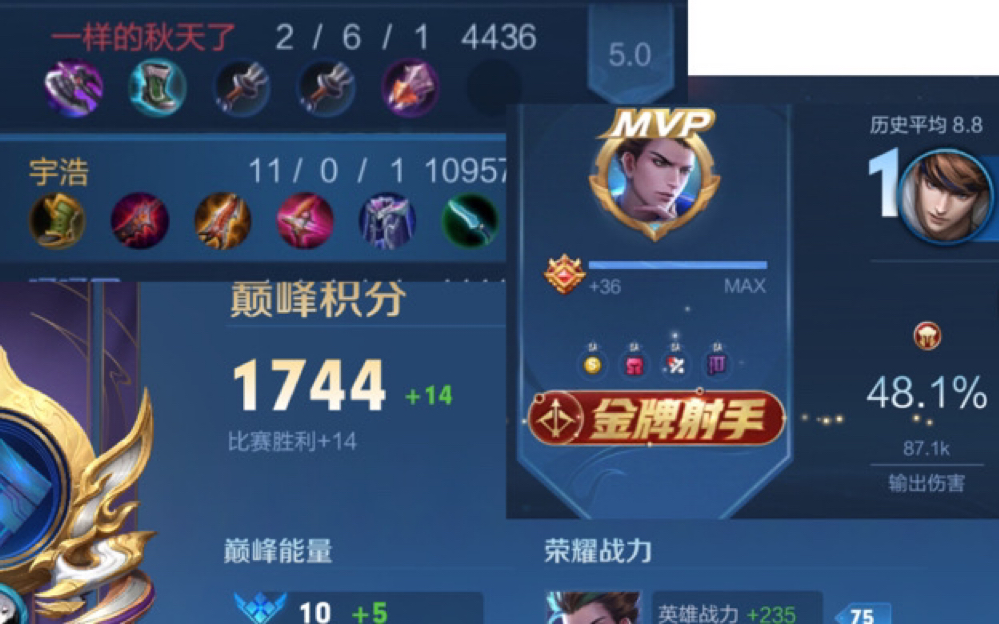 【全局】国服狄仁杰1700巅峰赛对线虞姬实力碾压,输出高达48%!