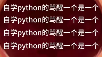 自学Python的我真的骂醒一个是一个！！！！