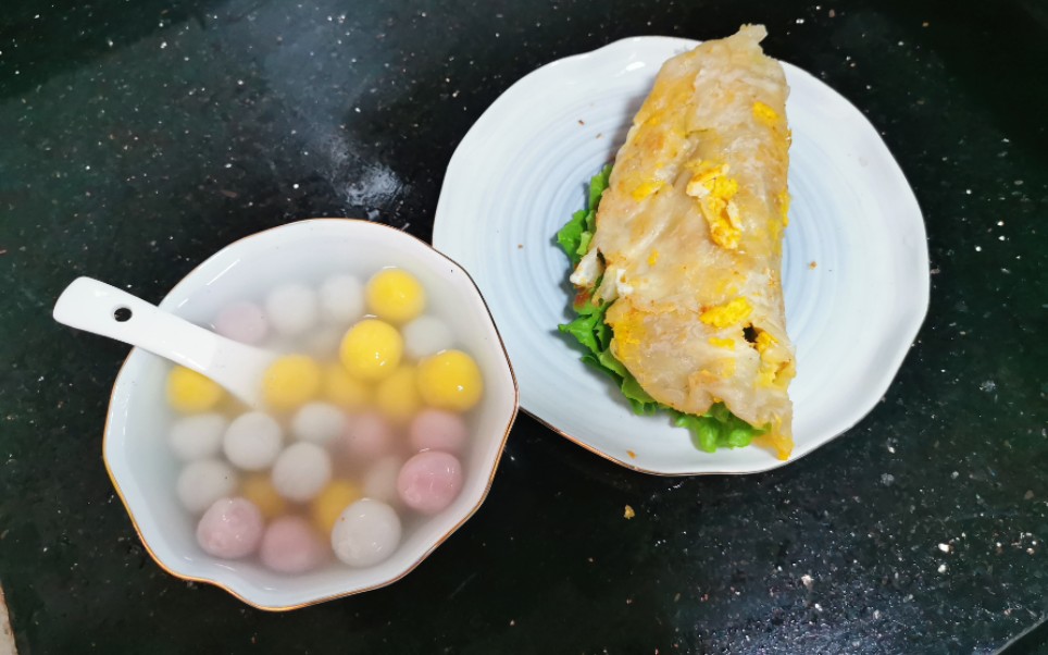 原来漂亮汤圆和手抓饼才是天生一对,自己动手,好好吃呀!