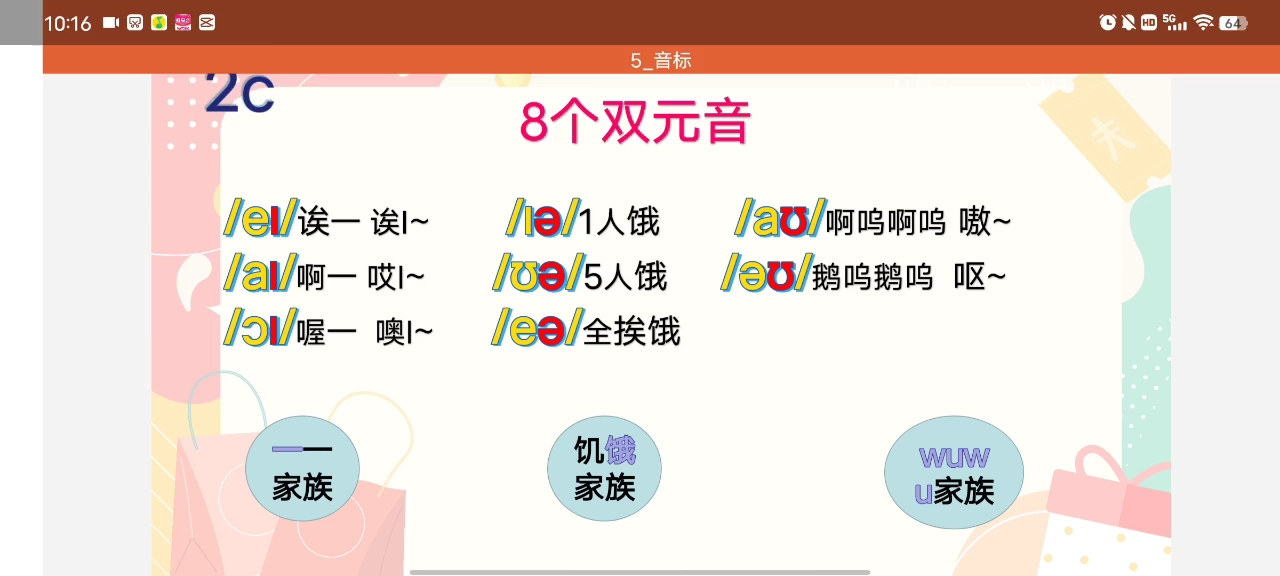48个国际音标之8个双元音,只需要记住三个家族就是8个双元音哦!