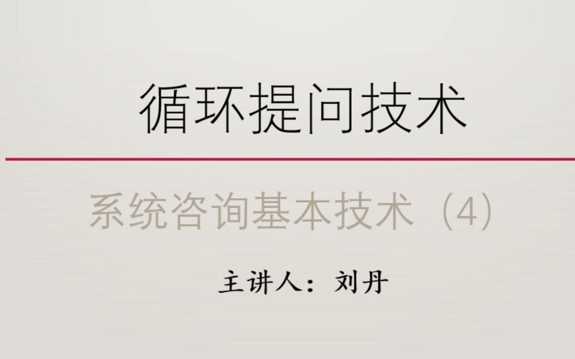 4S系统实践公益培训|系统咨询基本技术|4. 循环提问技术哔哩哔哩bilibili